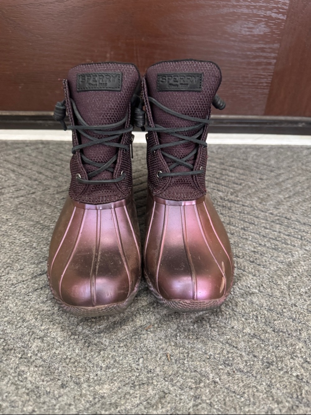 Sperry Shimmering Plum Lace-Up Waterproof Boots